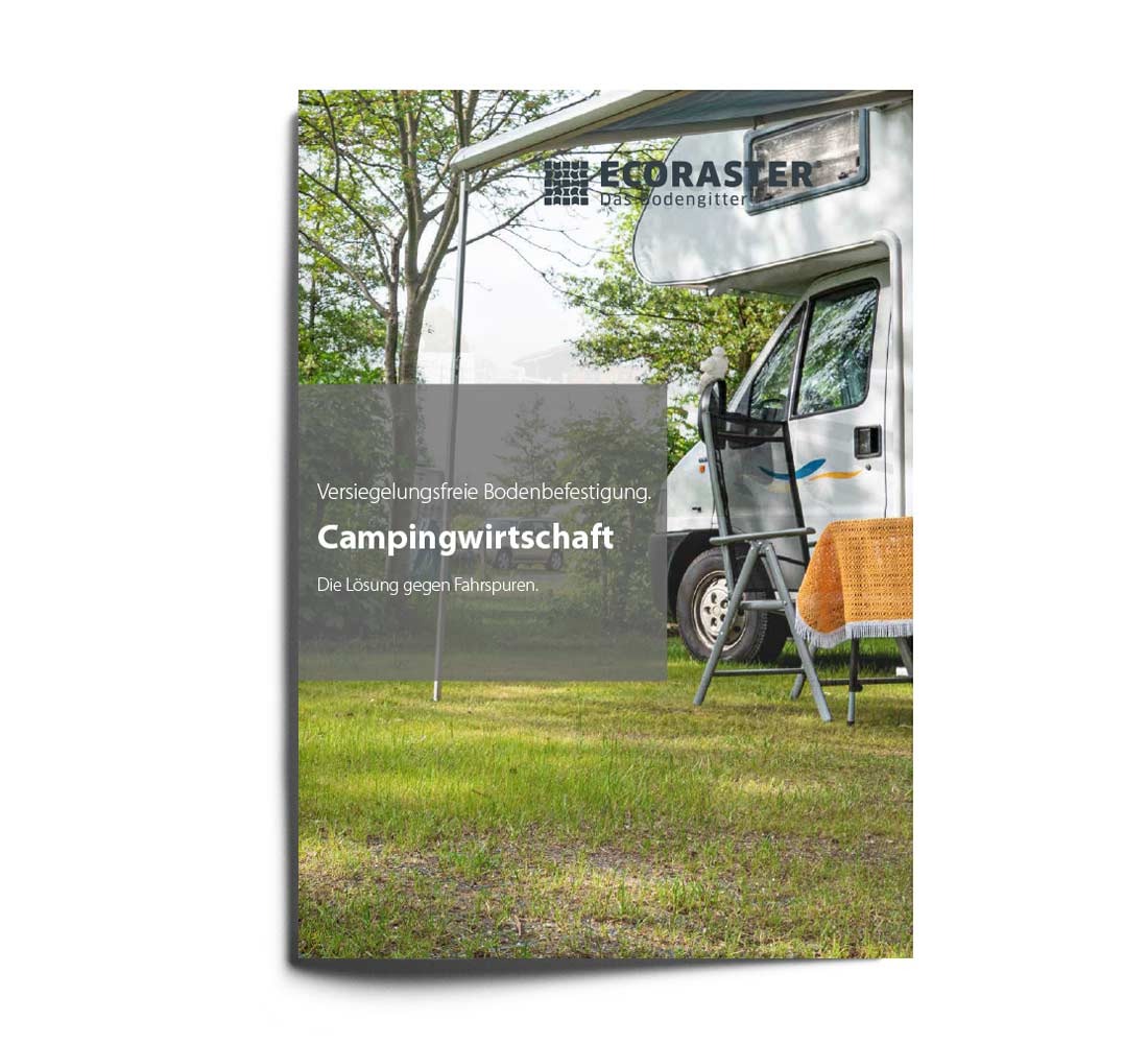 Vorderansicht der ECORASTER Broschüre für Flächen für die Campingwirtschaft